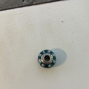 Pandora Teal and White Swirl Murano Glass Charm